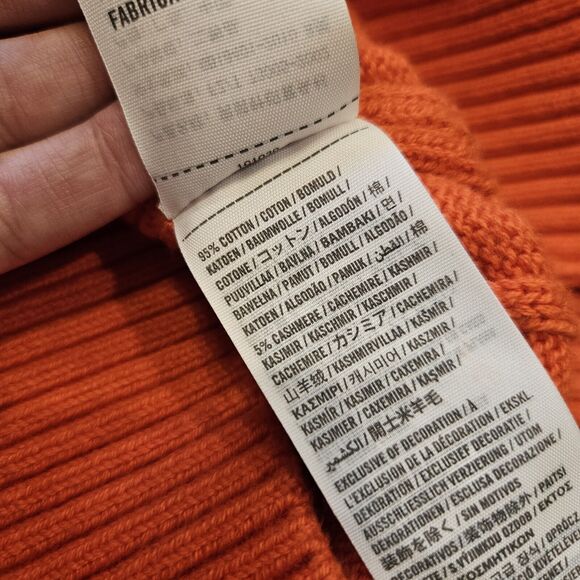 Vtg Abercrombie & Fitch Cable Knit Sweater Mens M Moose Orange Preppy Y2K Swifti - Picture 9 of 9